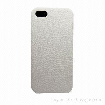 Lychee PU flip flop style leather case in White for iPhone 5 with stand function
